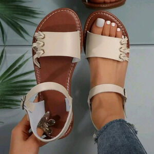 Plus Size Women's Flat Sandals, Beach Slippers For Summer